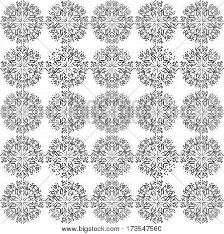 Black and white floral ornament. Intricate seamless background. Ornate repeating pattern. Vector