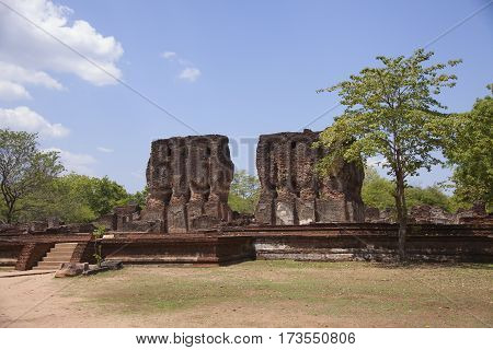 Royal Palace Polonnaruwa or Pulattipura ancient city of the Kingdom of Polonnaruwa in Sri Lanka horizontal
