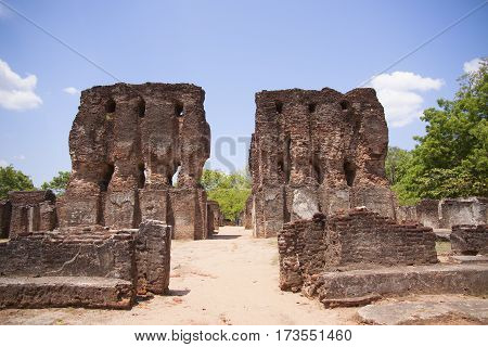 Royal Palace Polonnaruwa or Pulattipura ancient city of the Kingdom of Polonnaruwa in Sri Lanka horizontal