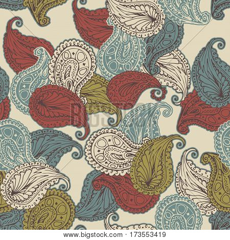 Vector flower paisley seamless pattern. Elegant texture for backgrounds.