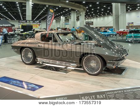 DETROIT MI/USA - February 25 2017: A 1966 Chevrolet Corvette car interpretation 