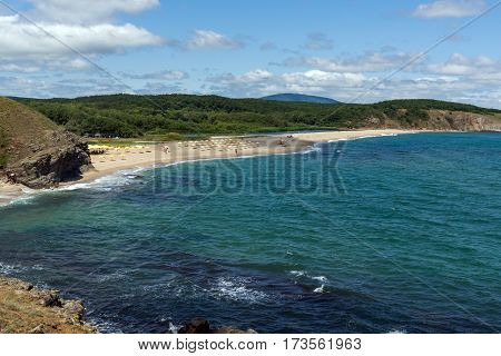 Seascape with beach at the mouth of the Veleka River, Sinemorets village, Burgas Region, Bulgaria