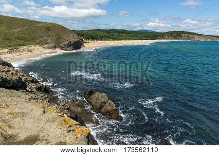 Seascape with beach at the mouth of the Veleka River, Sinemorets village, Burgas Region, Bulgaria