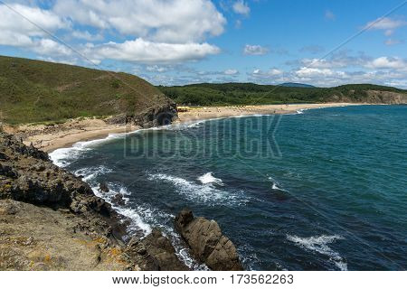 Seascape with beach at the mouth of the Veleka River, Sinemorets village, Burgas Region, Bulgaria