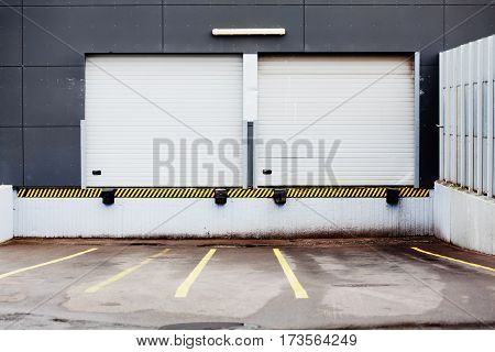 Storage door for unloading cargo can be used as industral background