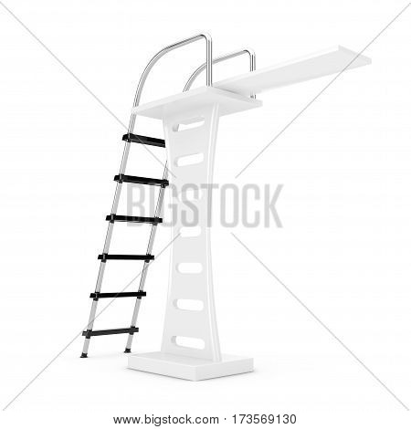 Swimming Pool Jump Board on a white background. 3d Rendering.