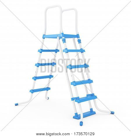 Plastick Outdoor Swimming Pool Ladder on a white background. 3d Rendering.