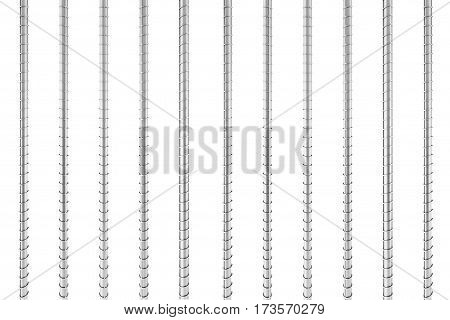 Metal Reinforcement Steel Rebars on a white background. 3d Rendering.