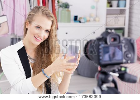 Teenage Girl And Video Blog