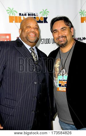 Mark Christopher Lawrence and David S. Dawson at the 2017 San Diego Film Week Closing Reception and Film Awards at T-Short Galleries in San Diego, CA on Feb. 25, 2017. 