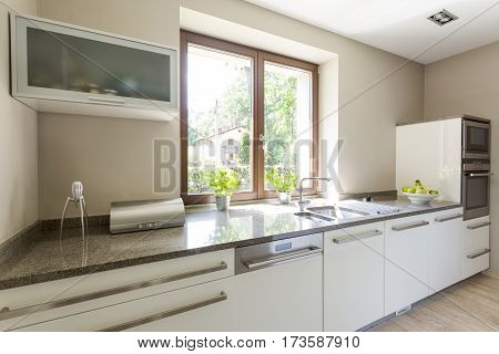 Bright Kitchen With Modern Eguipment