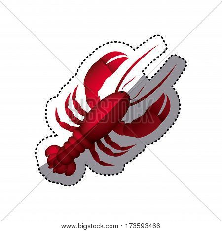 sticker colorful shading lobster aquatic animal vector illustration