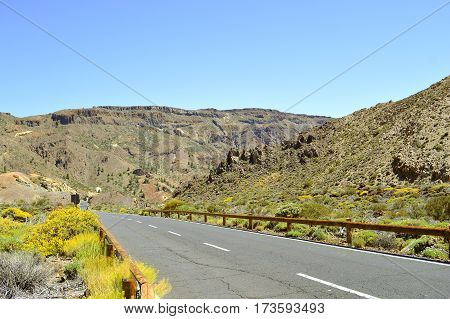 Mountain road TF-21 up to Mount Teide in Tenerife