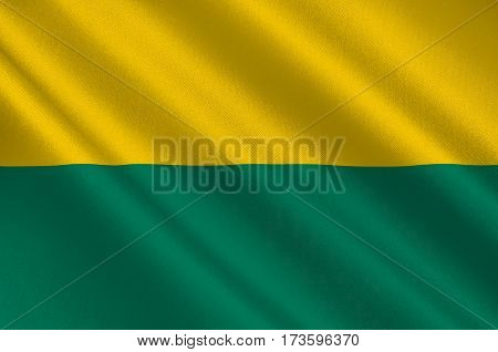 Flag of The Hague is the seat of government in the Netherlands and the capital city of the province of South Holland. 3d illustration