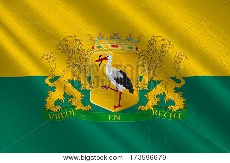 Flag of The Hague is the seat of government in the Netherlands and the capital city of the province of South Holland. 3d illustration