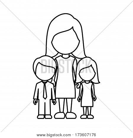 silhouette woman her children icon, vector illustraction design