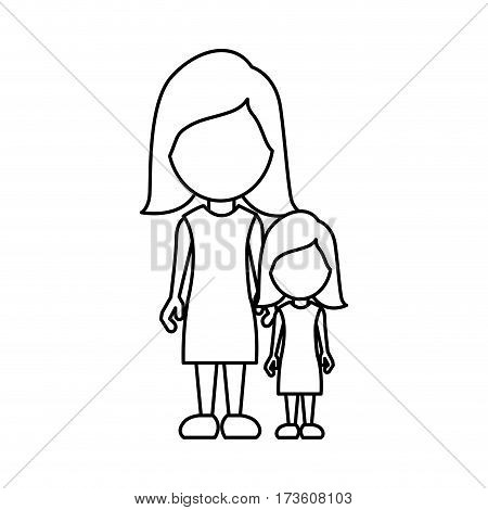 Silhouette woman with her daughter, vector illustraction design