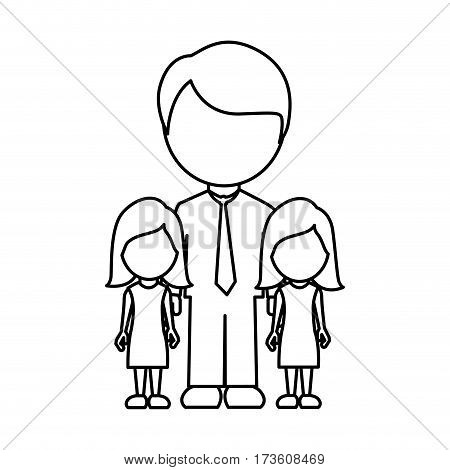silhouette man her girls twins icon, vector illustraction design