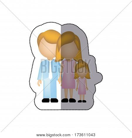 color family with their dougther icon, vector illustraction design