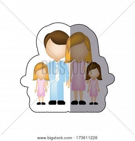 color family their girls twins icon, vector illustraction design
