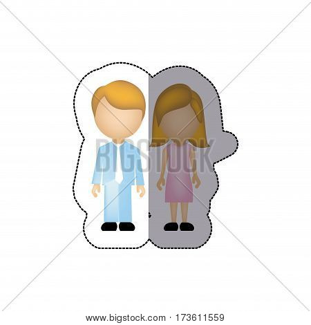 color couple with blond hair icon, vector illustraction design