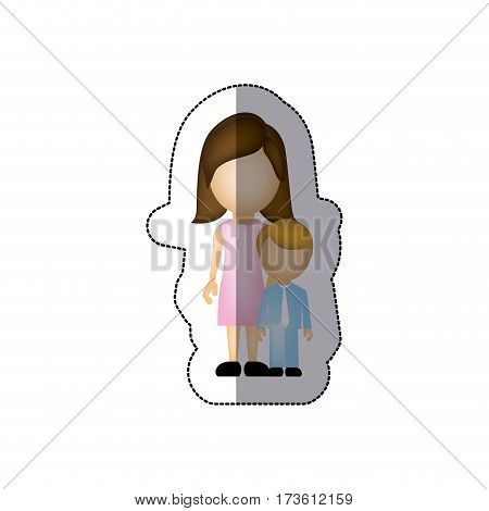 color woman with her son, vector illustraction design