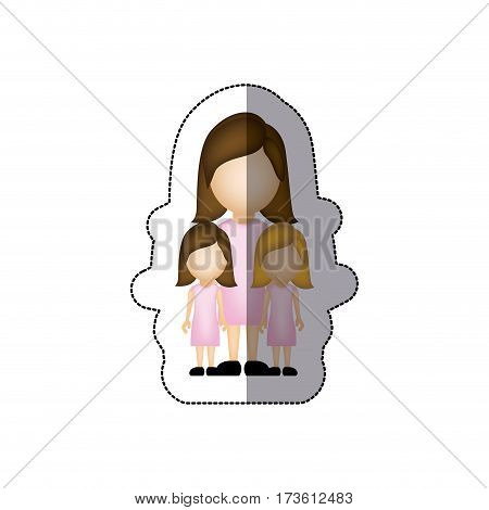 color woman her girls twins icon, vectores illustraction design
