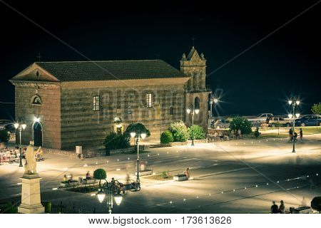 Zakynthos, Greece - SEPTEMBER 2016: Solomos Square at night time