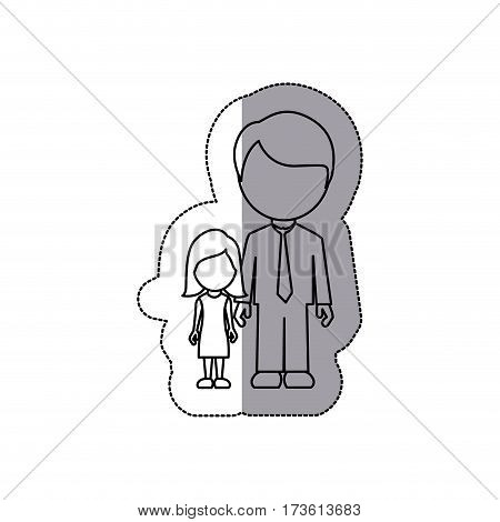 silhouette man with her dougther icon, vector illustraction design