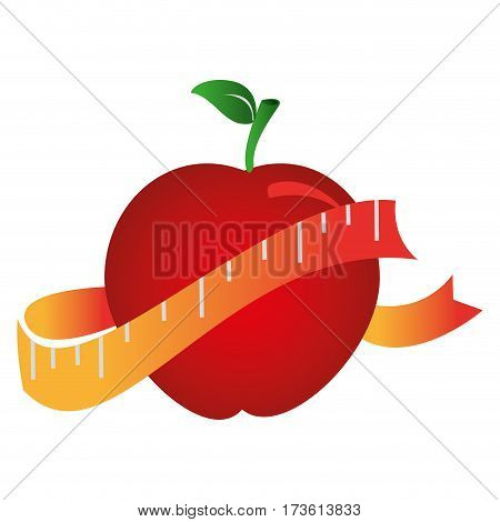 silhouette color with apple and measuring tape vector illustration