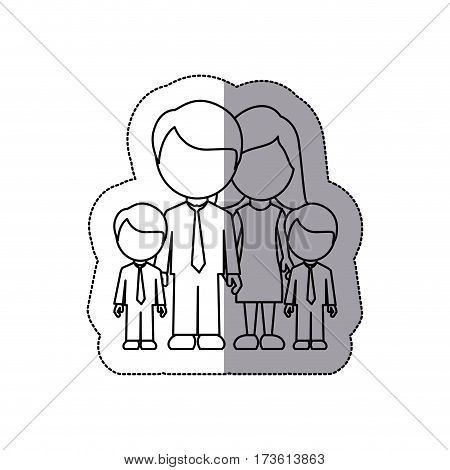 silhouette family their boys twins icon, vector illustraction design