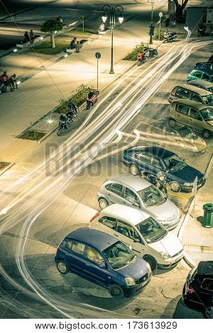 Zakynthos, Greece - SEPTEMBER 2016: Solomos Square at night time