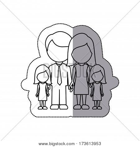 silhouette family their girls twins icon, vector illustraction design