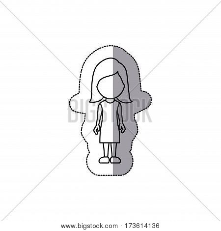 silhouette woman sticker icon, vector illustraction design