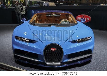 GENEVA, SWITZERLAND - MARCH 2016: Bugatti Chiron