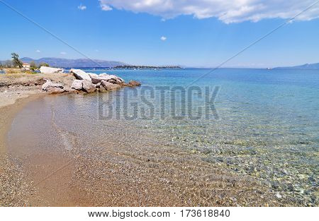 one of the four beaches of Dream's island at Eretria Euboea Greece