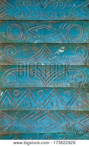 Carvings Vintage Style Floral on The Tree Seamless Pattern on Wooden Background Texture