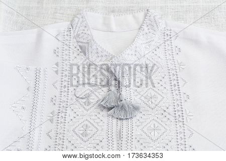 Ukrainian National Clothes. Tradicional Male Embroidered Shirt.