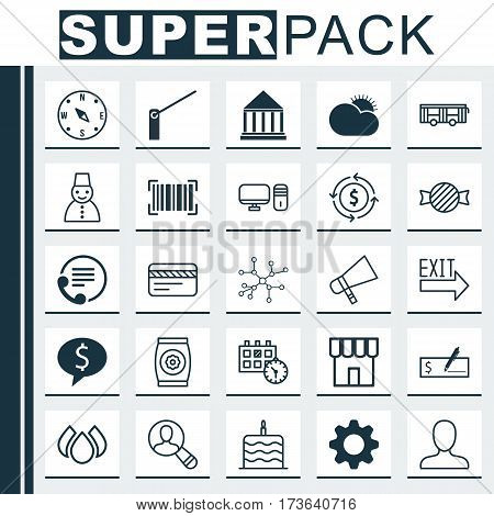 Set Of 25 Universal Editable Icons. Can Be Used For Web, Mobile And App Design. Includes Elements Such As Snow Person, Conversation, Personal Computer And More.