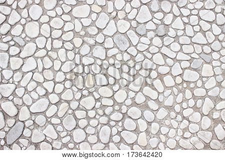 Wall Of Small Stones, White Background  Light Design