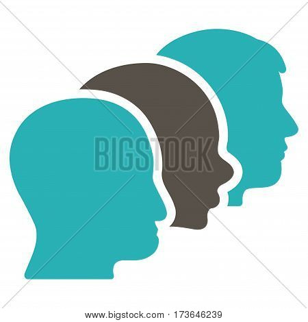 Client Profiles vector icon. Flat bicolor grey and cyan symbol. Pictogram is isolated on a white background. Designed for web and software interfaces.