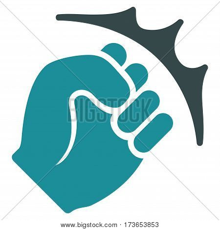 Fist Strike vector icon. Flat bicolor soft blue symbol. Pictogram is isolated on a white background. Designed for web and software interfaces.