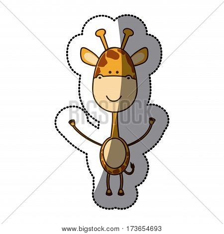 colorful sticker girafe icon, vector illustraction design image