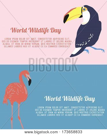 Vector set of two banners or flyers for World Wildlife Day