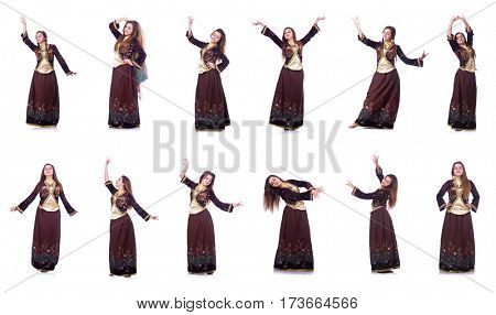 Young lady dancing traditional azeri dance