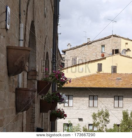 Urbania, Italy - August, 1, 2016: inhabited houses in Urbania, Italy