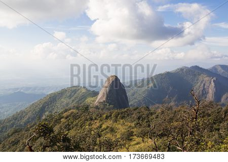 mountain in north Thailand through the fog