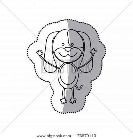 sticker monochrome contour with male dog vector illustration