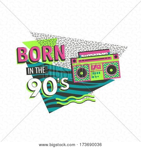 Template memphis poster or invitation for carnival with geometric ornaments elements. Back to the 90 s. Vector background in trendy 80s-90s .