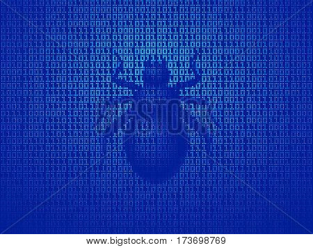 Vector software bug on computer monitor with binary code. Eps8. RGB Global colors